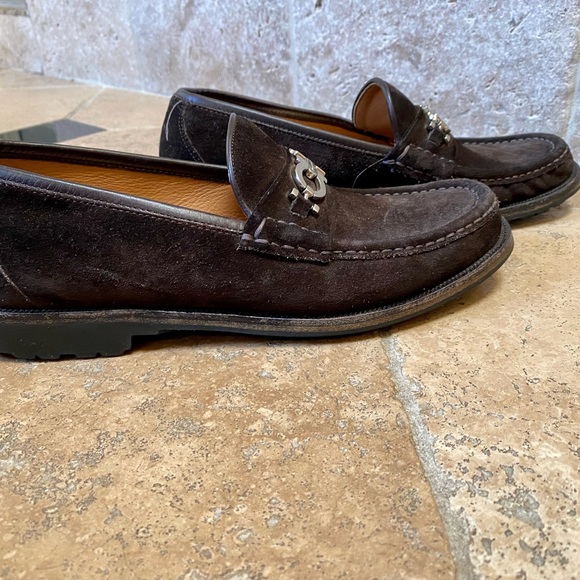 Salvatore Ferragamo brown suede loafers